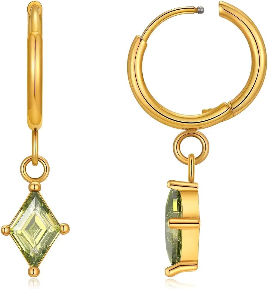 Stainless Steel Dangle Huggie Earrings for Women