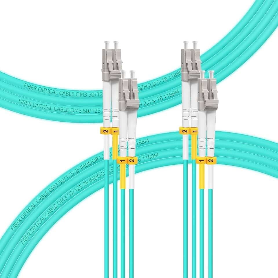 LC to LC Fiber Patch Cable OM3 Multimode 0.2M/7in 2 Pack