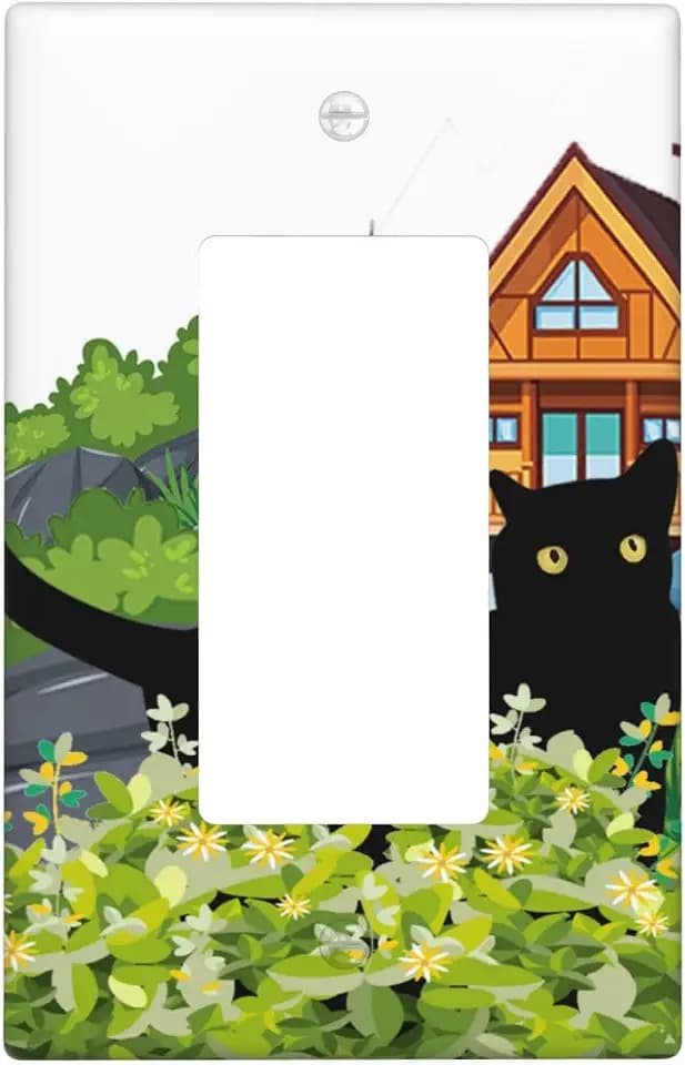 Cute Cat Floral Single Rocker Light Switch Plates And Outlet Covers Decorative Electrical Wall Plate Receptacle Switchplate Decorate Plug Cover For Bathroom Bedroom Kitchen 4.6 * 2.8 Inch