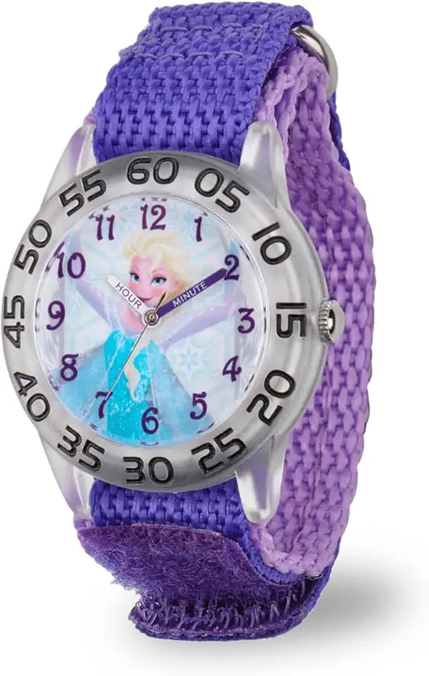 Disney Frozen Watch for Girls 3-5 - Elsa and Anna Watch for Kids - Frozen Watches Elsa & Anna - Toys Kids 3-5 - White Bezel - White Snoflakes 3D Plastic Strap - Fun Learning Girls