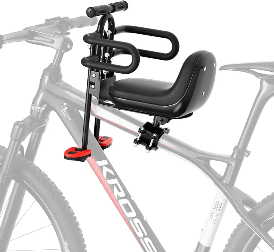 XIEEIX Child Bike Seat, Portable Retractable Foldable Front Mounted Kids Bike Seat, Suitable for Children 1~3 Years, Detachable Child Bike Seat Suitable for All Types of Bicycles