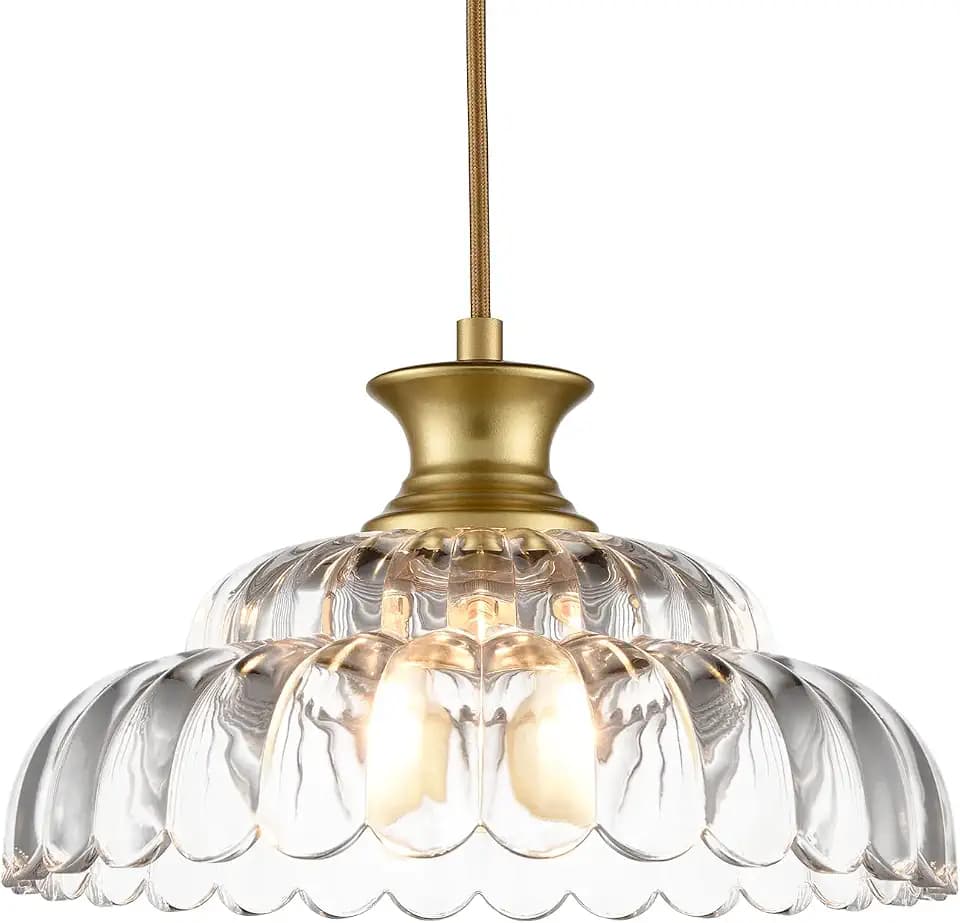 HYDELITE Vintage Gold Clear Glass Pendant Lights Kitchen Island