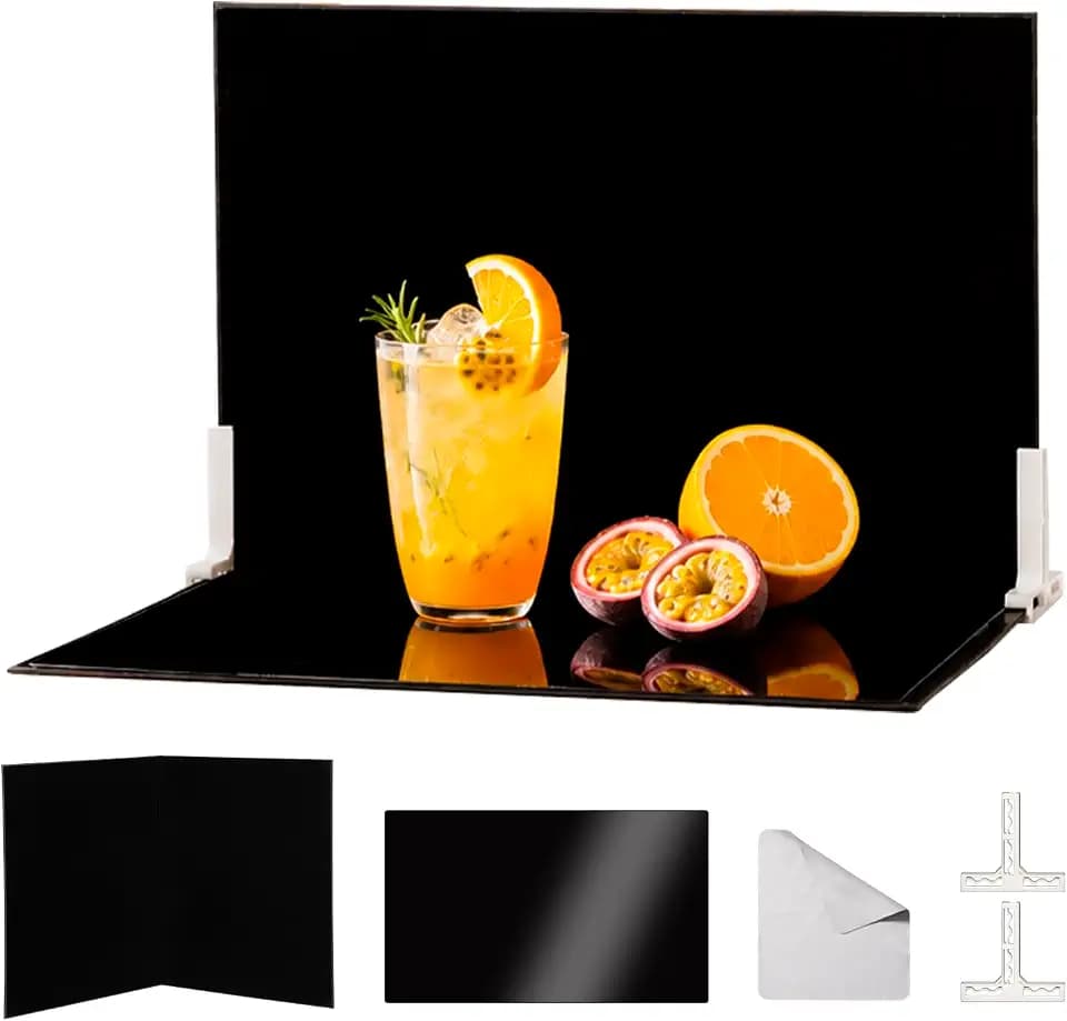 16 x 11.5 in Photo Backdrop Kit, Black Acrylic Sheet and Flocked Board