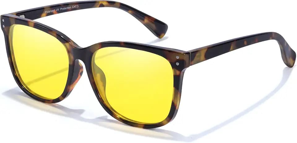 Myiaur Polarized Night Driving Glasses for Women, Anti Glare Yellow Lens