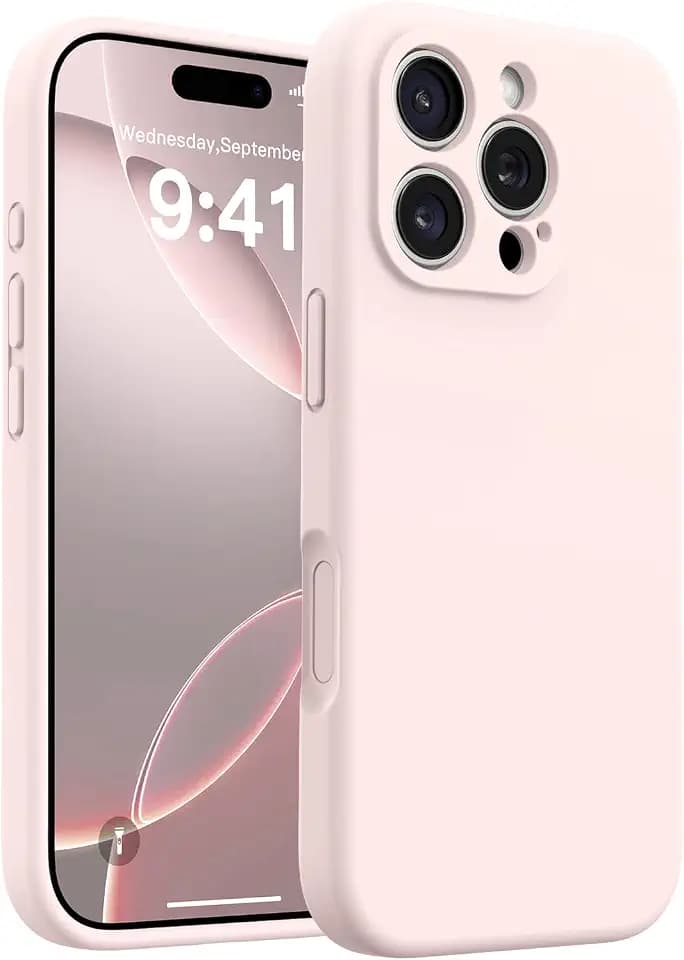 AOTESIER Magnetic for iPhone 16 Pro Case, Silicone | Full Camera Protection | Integrated Camera Control Button | MagSafe Compatible | Anti-Scratch Microfiber Lining Phone Case, Chalk Pink