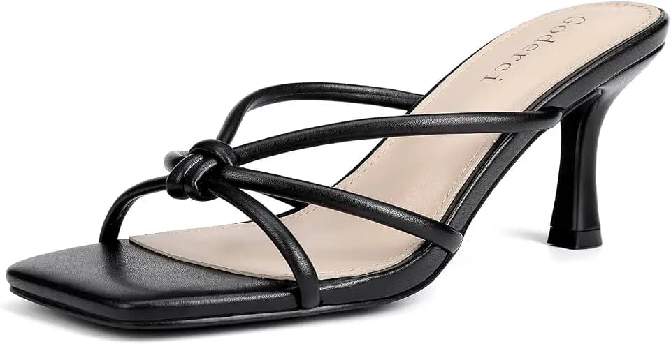 Goderci Kitten Strappy Heels for Women