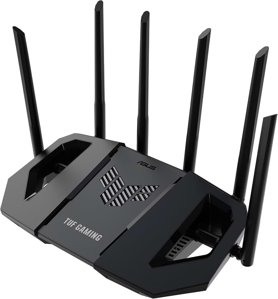 ASUS TUF Gaming BE6500 WiFi 7 Router - Dual-Band, Up to 6.5 Gbps Wireless, Game Accelerator, Multi-Link Operation (MLO), (x4) 2.5GbE Ports, Mesh + VPN Compatible, & Subscription-Free Network Security