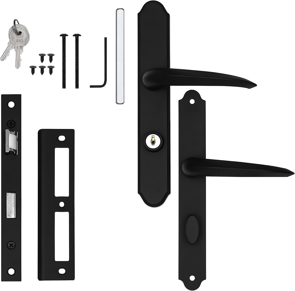 Ideal Security MSMB Straight Mortise Lock Set, Exclusive Replacement for AluminArt Storm Doors and Screen Doors, Adjustable 3/4" Backset, Matte Black