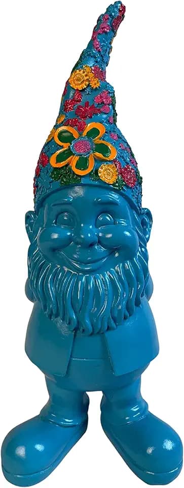 Neon Colors 60's & 70's Groovy Garden Gnome Statue (Blue)