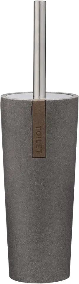 Sealskin Toilettenbürste Pierra, WC-Bürstengarnitur aus Polyresin, Farbe: Grau, 9.7 x 9.7 x 35 cm
