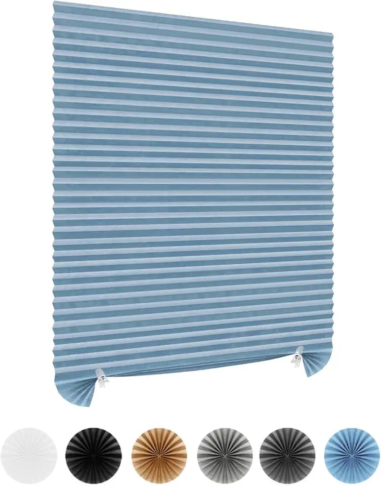 Window Blinds Cordless No Drill Cut to Size Clip On Stick On Self Adhesive Temporary Blinds Pleated Paper Blinds for Windows Doors Shades for Home Nursery Bedroom Kitchen Bathroom