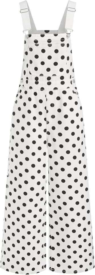 CIDER Overalls for Women Leopard Pocket Buckle Up Wide Leg Jumpsuit
