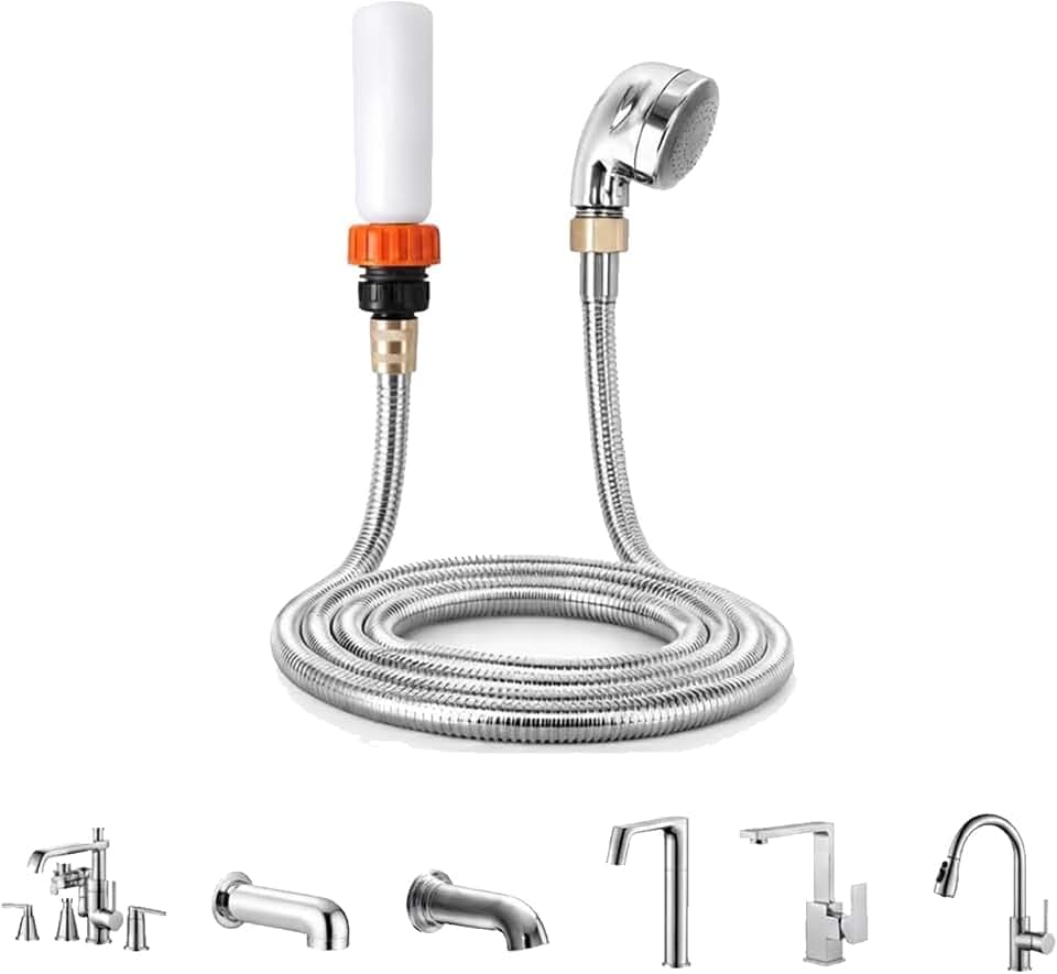 Quick Connect Faucet Attachment:Dog Bath,6.6 Foot Hose. No Install.