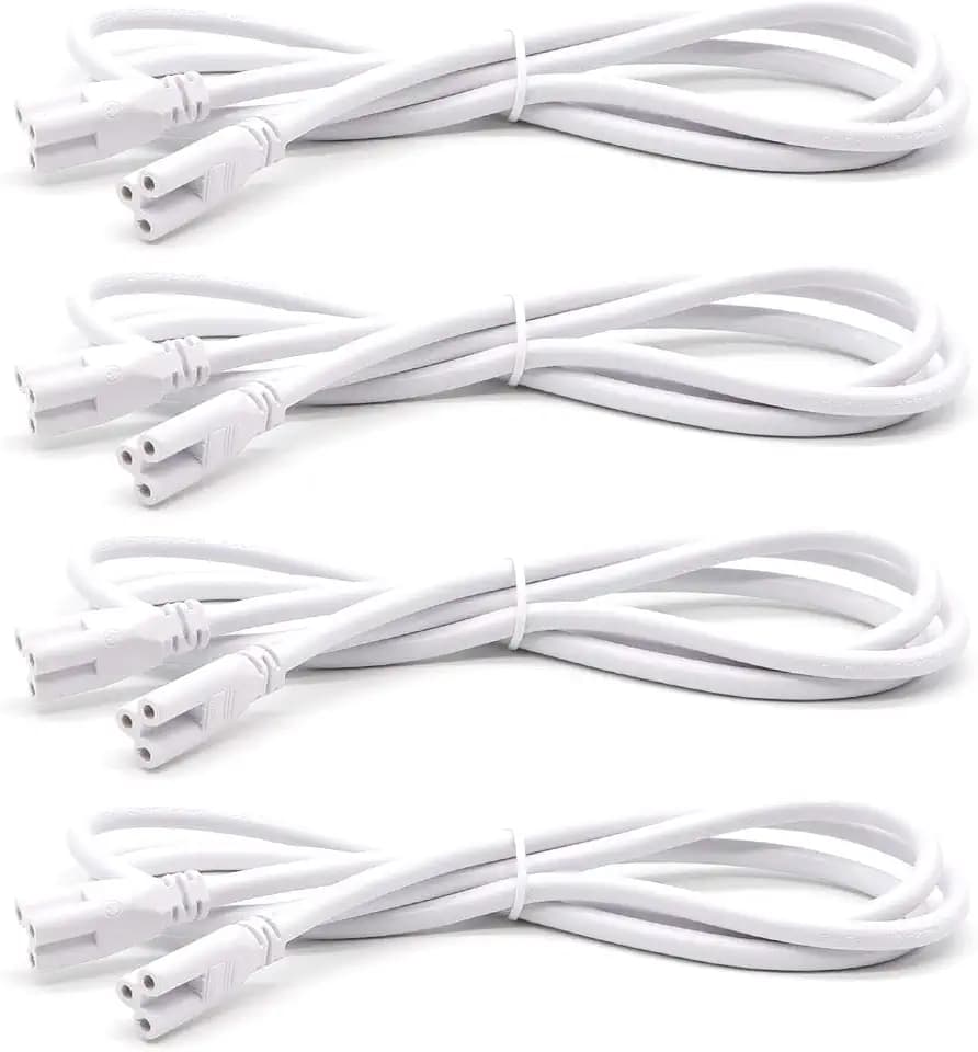 4FT 1.2 Meter T5 T8 LED Tube Light Fixture -Linkable Cords, Double End Connector Cable, PowerExtension Wire for LED Integrated Single Fixture,Shop, Garage, Under Cabinet Light - 4Pcs