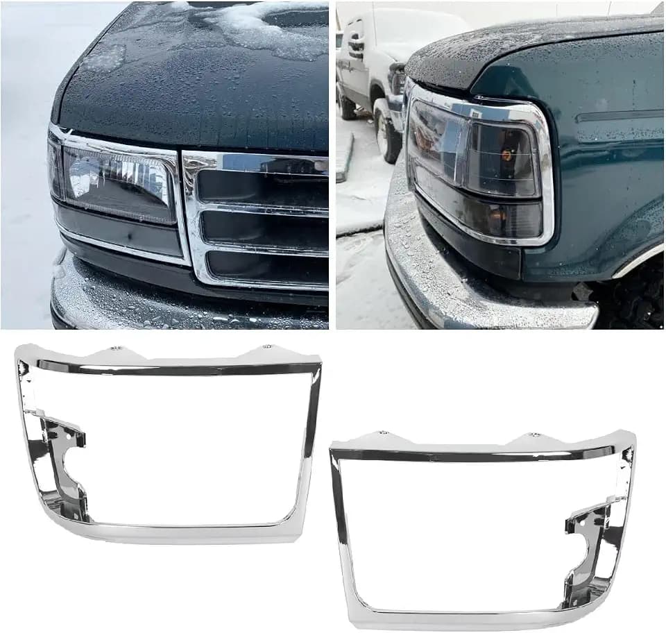 HECASA Headlight Trim Bezel Compatible with 1992-96 Ford Bronco F150 Truck