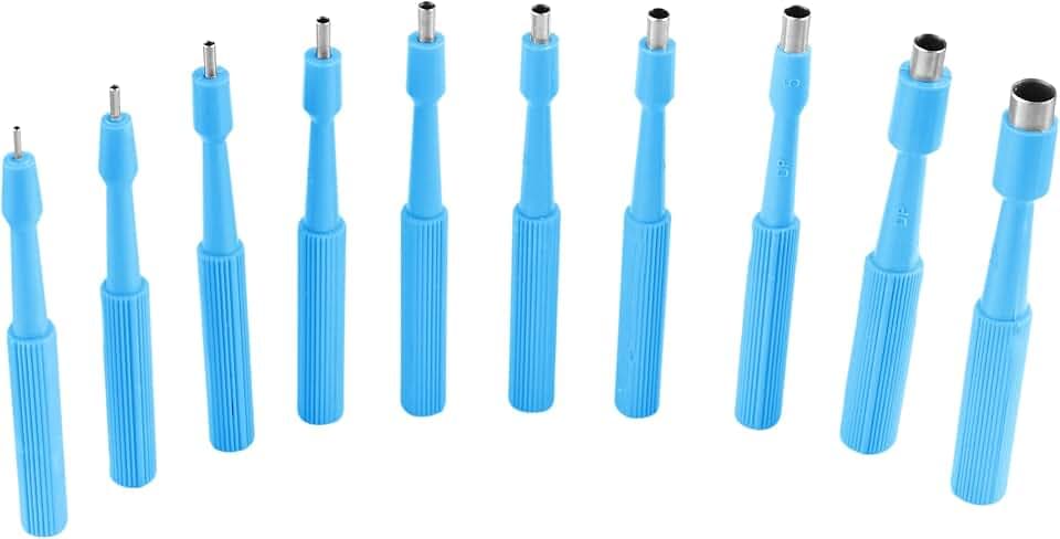 Disposable Biopsy Punch Curettes - Set of 10 - Sterile Biopsy Dermal Punch Curette for Piercing with Protective Handle (3 mm)