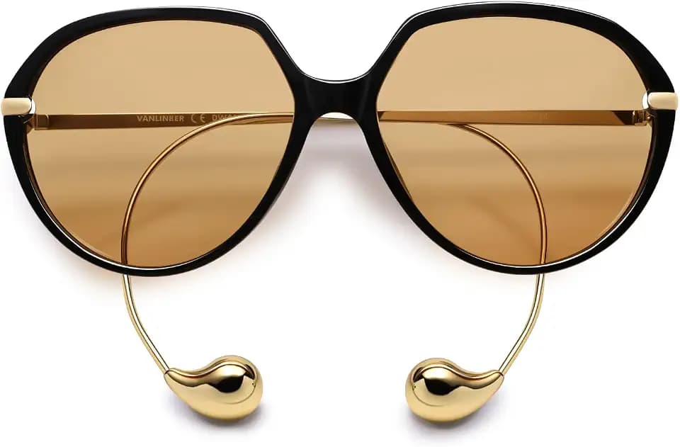 VANLINKER Oversized Polarized Aviator Sunglasses for Women Men Retro Round Frame Trendy Vintage Shield Shades VL9914