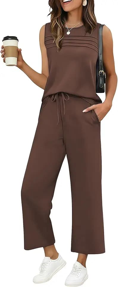 Ekouaer Pajamas for Women Set 2 Piece Sleeveless Top Loungewear