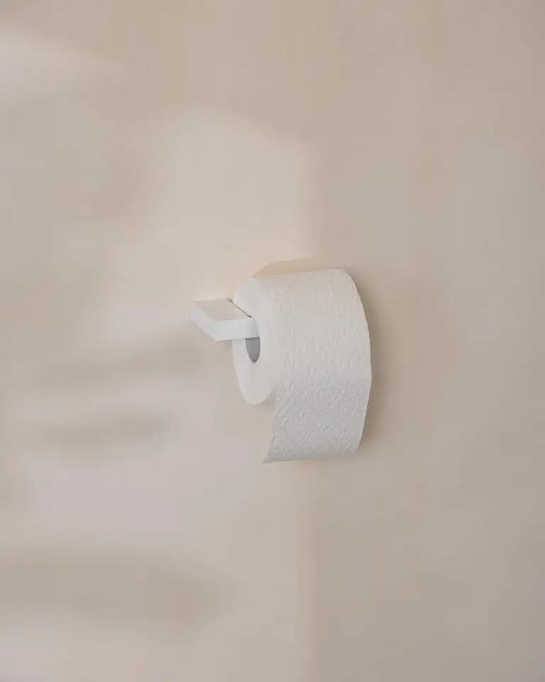 Metallbude Toilettenpapierhalter TUALI - Weiß - Minimalistischer Klopapierhalter mit Wandmontage - Pulverbeschichtetes Metall - 15x8 cm