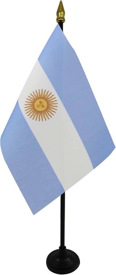 AZ FLAG - Tischflagge Argentinien - 15x10 cm Goldene Splitze - Argentinische Tischfahne 10 x 15 Cm - Flaggen