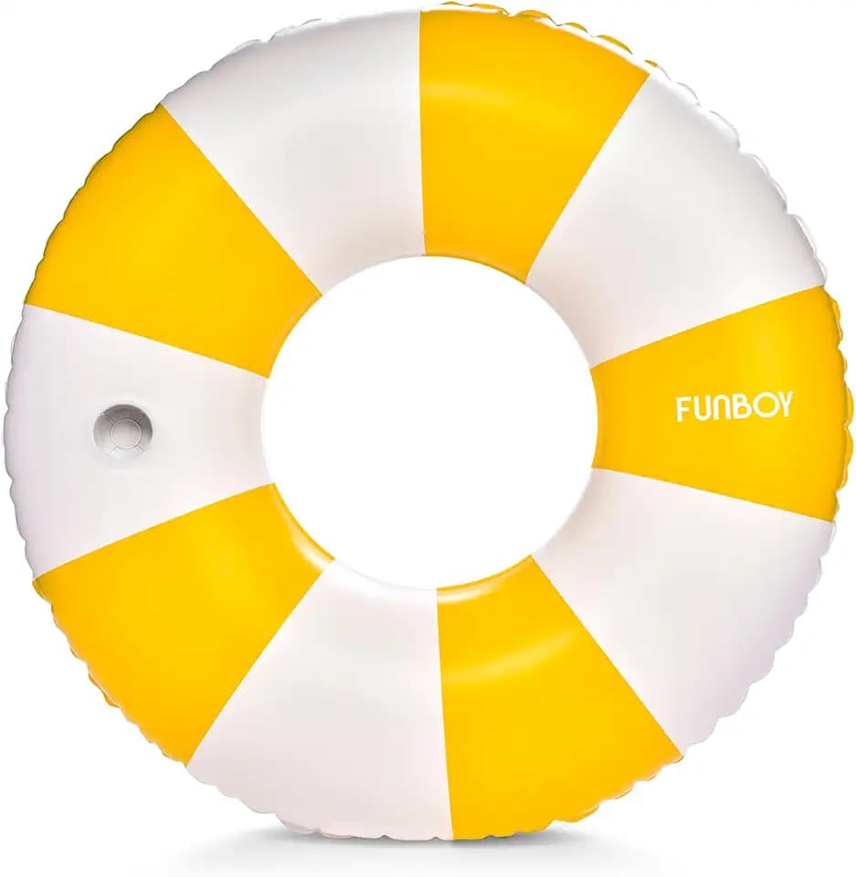 FUNBOY Giant 46" Vintage Orange Stripe Pool Tube Float with Cup Holder