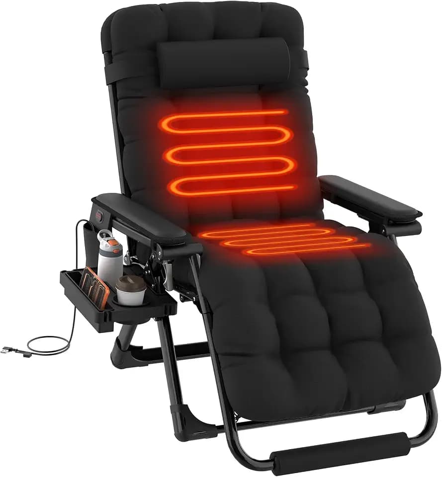 ZENPETIO Heated Zero Gravity Chair XL, Oversized Patio Recliner