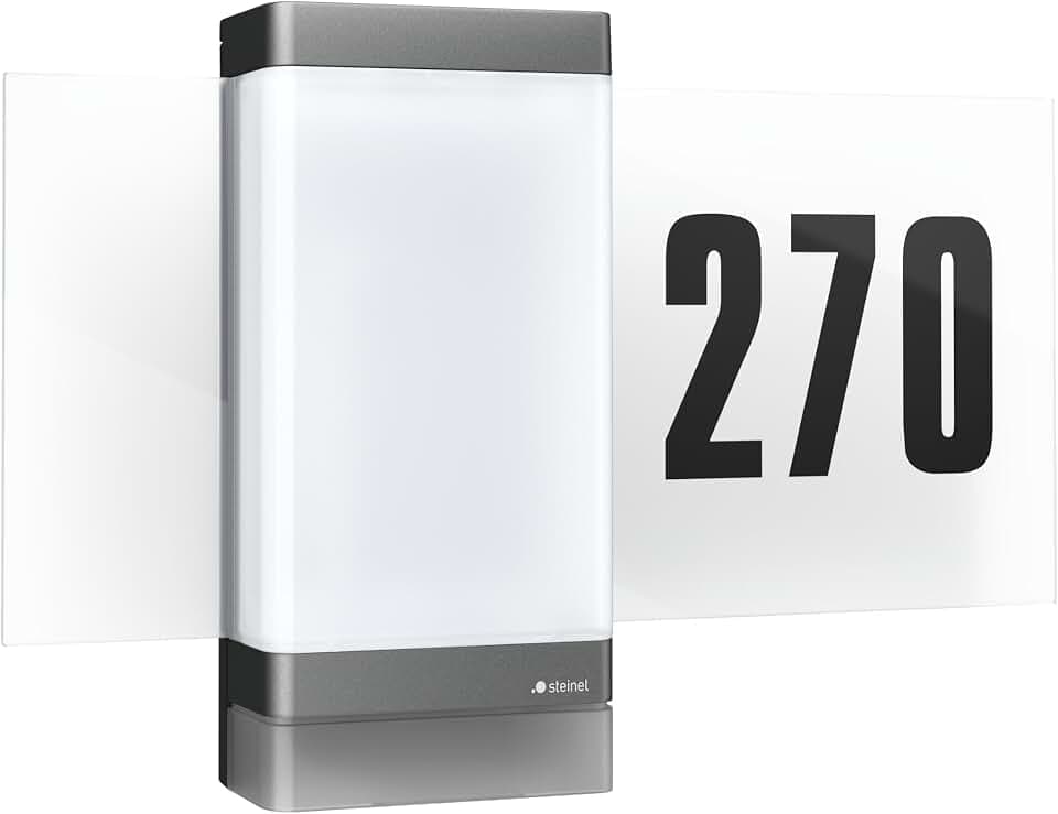 Steinel Hausnummernleuchte L 270 digi SC Connect, Sensor, beleuchtete Hausnummer, dimmbar, App Steuerung, Zeitplan, 7.8 W, 3000 K, Anthrazit