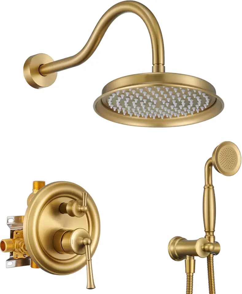 Shower System, 9 Inch Shower Faucet Set with Handheld, Gold