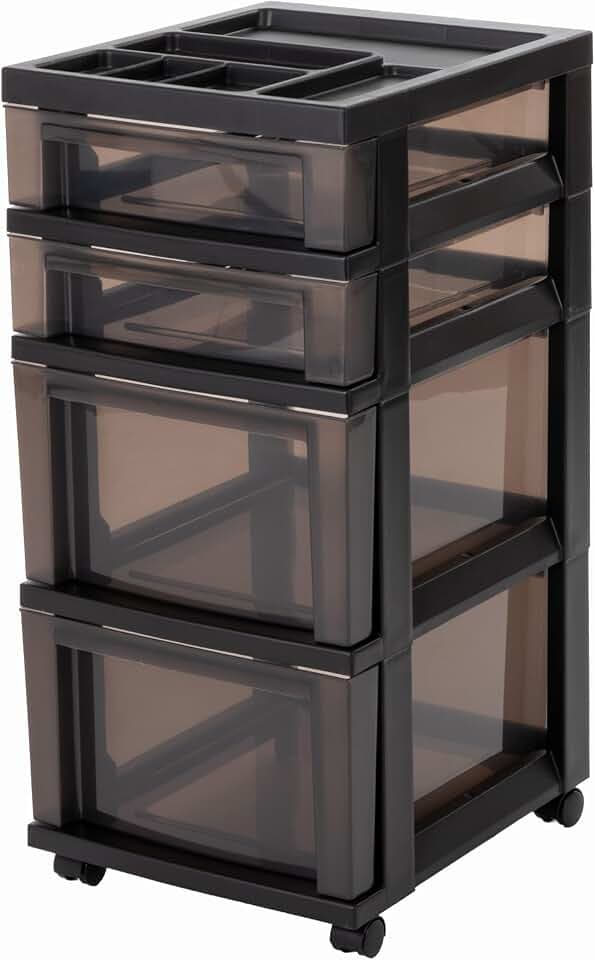 IRIS USA 4-Drawer Rolling Storage Cart with Wheels, Black/Gray