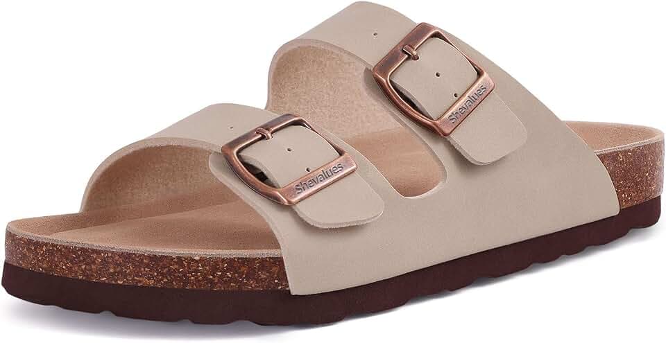 shevalues Kork Damen Sandalen, Fußbettschuhe, Bogenunterstützung Sommer Outdoor Sandalen mit Verstellbarer Schnalle