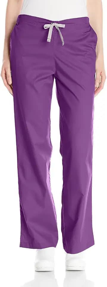 WonderWink Women's Petite Wonderwork Flare Leg Scrub Pant, Eggplant, Large/Petite