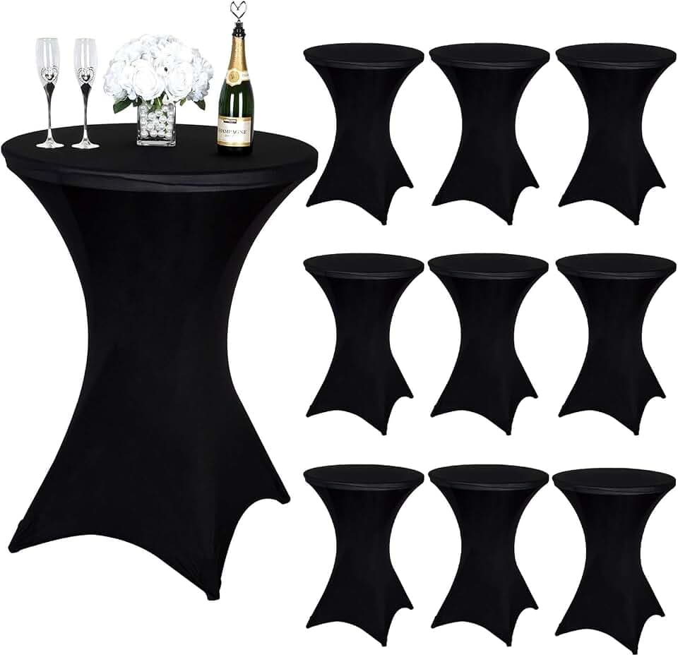 10er-Set Cocktail Tischhussen, Stehtisch Husse für Bistrotisch Ø 80-85 cm, Schwarz Stretch-Tischdecke für Party, Bankett und Stehtische(80×110cm,schwarz)