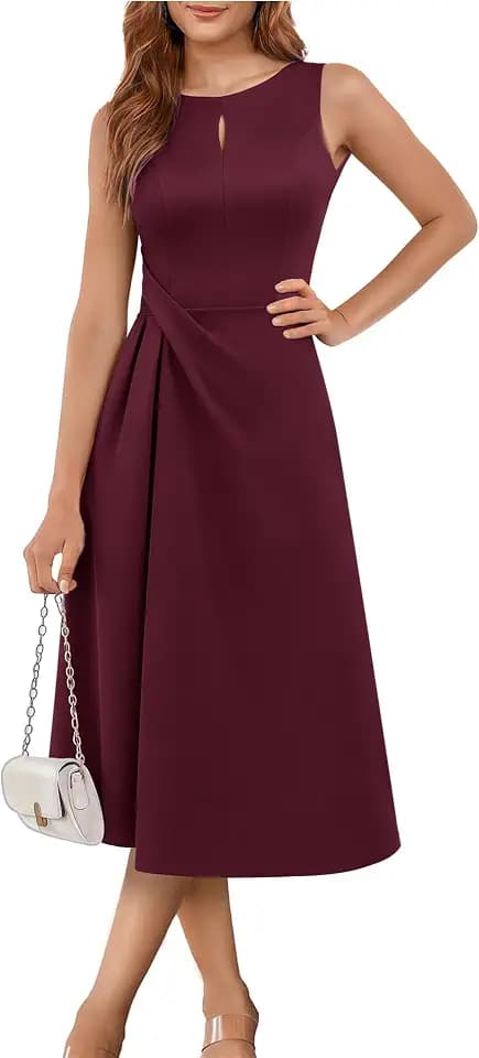 Aupuls Herbst-Hochzeitsgästekleider für Damen 2025, Midi, A-Linie, formelles Cocktailkleid für Kleider und Abend