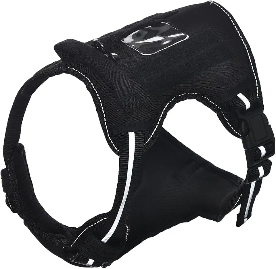 Amazon Basics Anti-Zieh-Hundegeschirr mit vorderem Clip, Westengeschirr, Schwarz, Mittel
