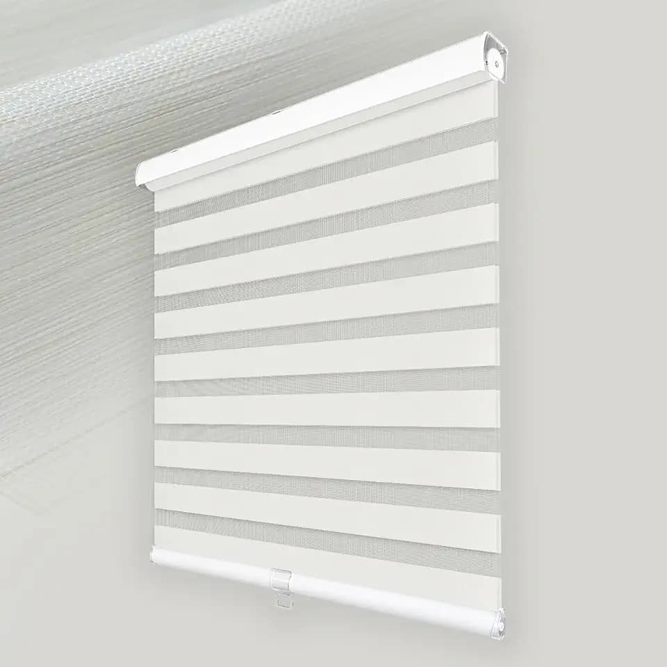 Foiresoft Wood Texture Cordless Zebra Blinds W31 x H64 Inch [Cordless Woodlook,White]