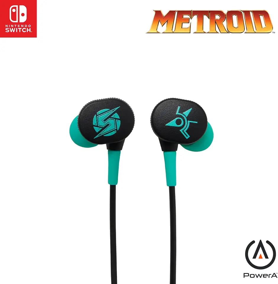 PowerA Wired Earbuds for Nintendo Switch - Metroid, 3.5 mm, Wired, Officially Licensed