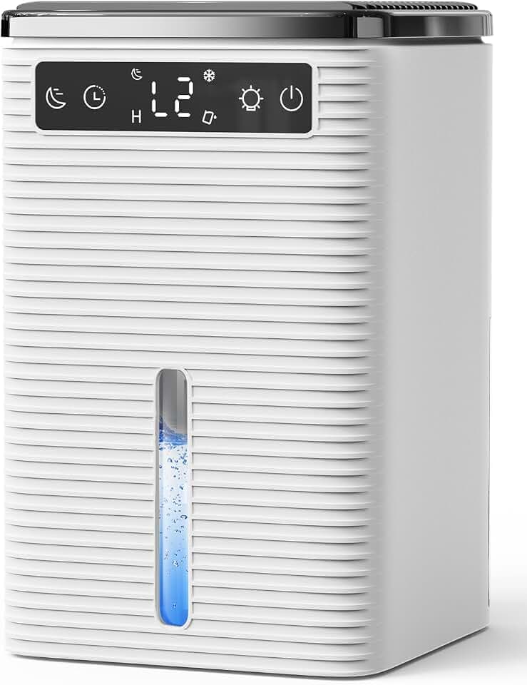 2,5L Luftentfeuchter, leiser Luftentfeuchter, 2–12 Stunden-Timer, automatische Abschaltung, 7 Lichtfarben, ideal für Schlafzimmer und Badezimmer(700ML/24H)