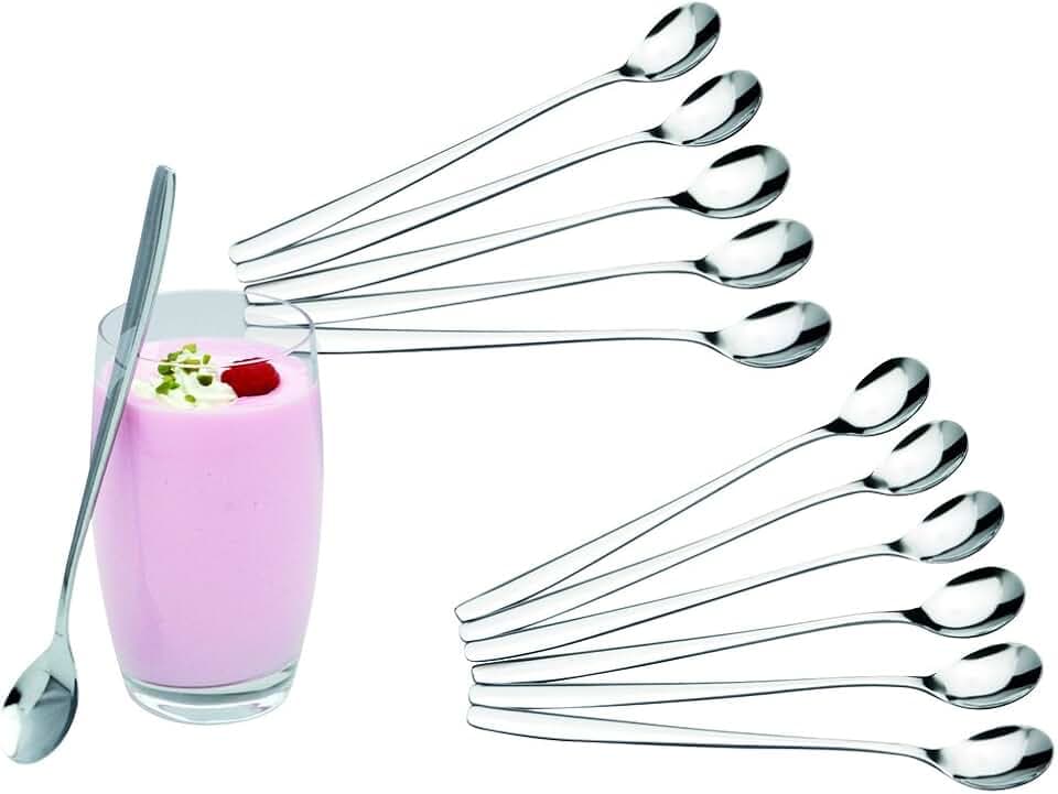 c|h|g 9895-02 12-er-Set Longdrinklöffel aus Edelstahl-rostfrei, Jede 19 cm lang