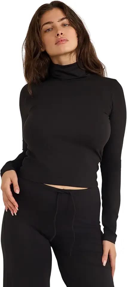 Organic Basics Women's Everyday Long Sleeve Turtleneck Shirt