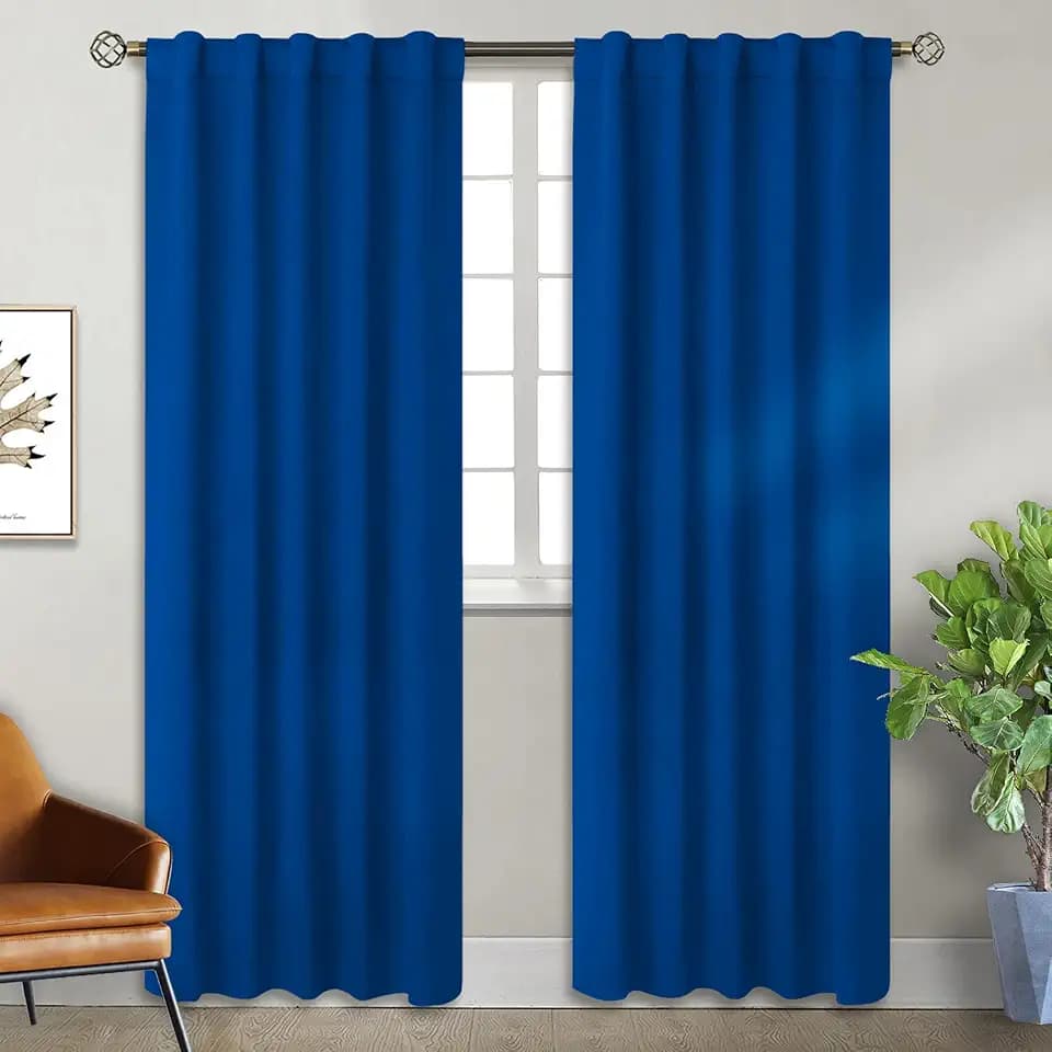 BGment Rod Pocket and Back Tab Blackout Curtains for Bedroom - Thermal Insulated Room Darkening Curtains for Living Room, 2 Window Curtain Panels (42 x 84 Inch, Classic Blue)