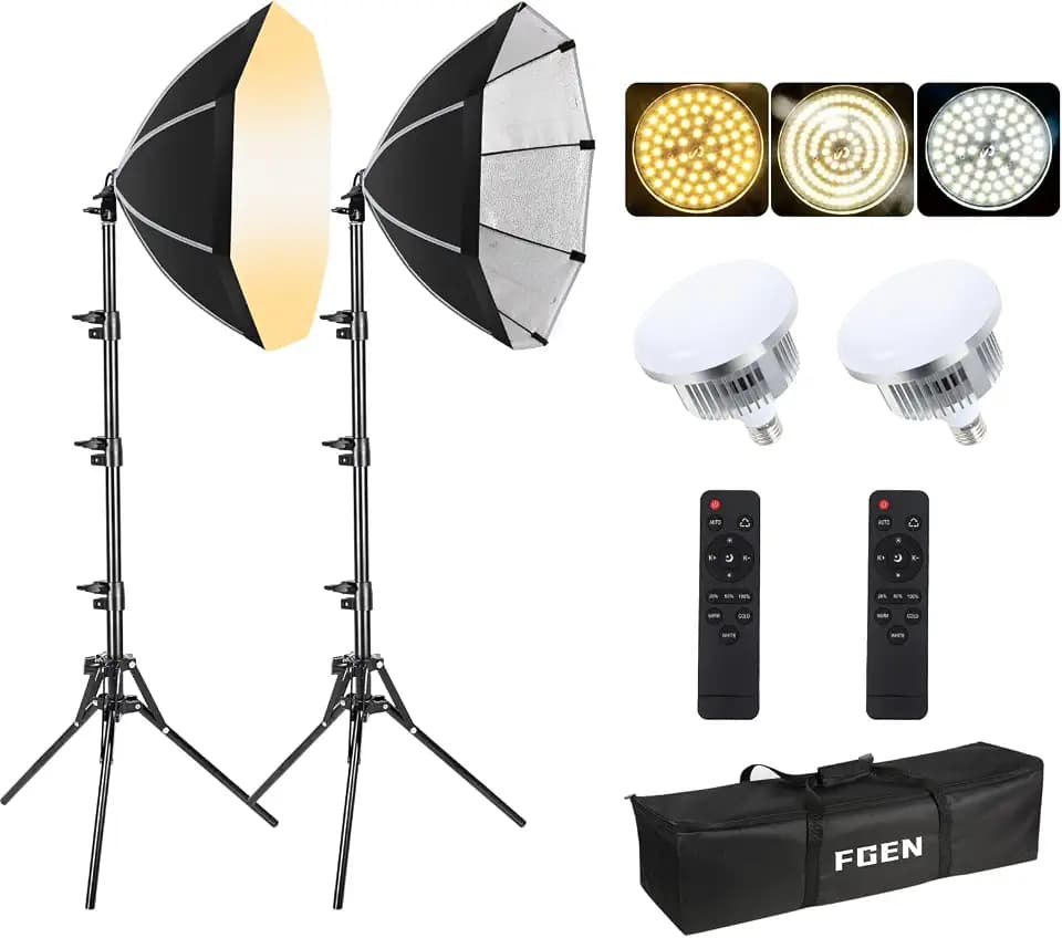 FGen LED Softbox Set mit dimmbare 85W 2700-6400K Dimmbare Foto Licht