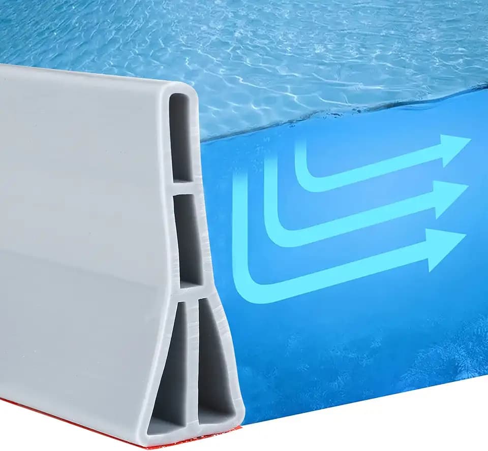 Selbstklebender Wasserdamm Höhe: 7,62 cm, Wasserbarriere, Schwallschutzleiste, Wassersperre Dusche Boden, Boden Dichtleiste (Grau 1M*7,62cm)