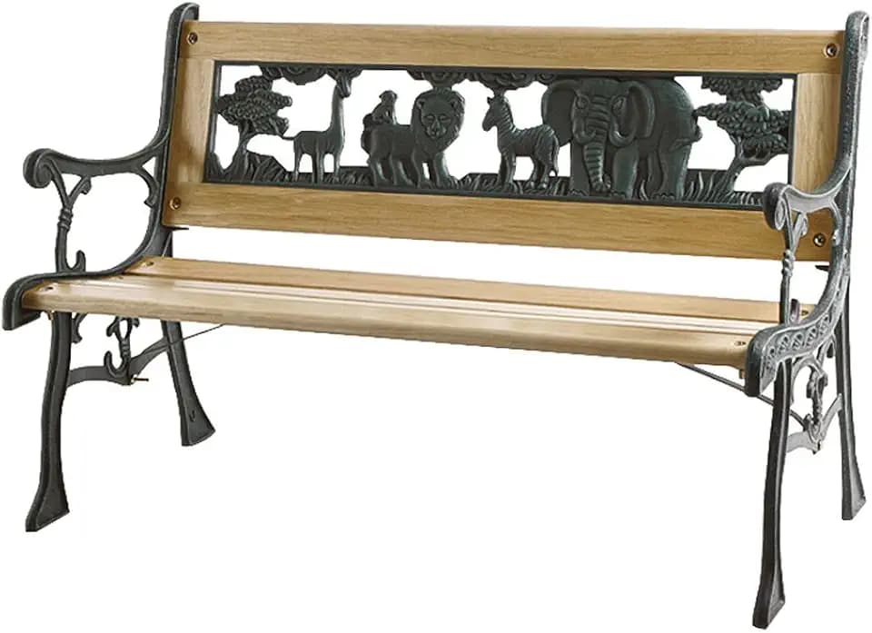Siena Garden Kinderbank Kindergussbank, 41x84x52,5cm, Gestell: Eisen, lackiert in antik-grün, Fläche: Hartholz in natur
