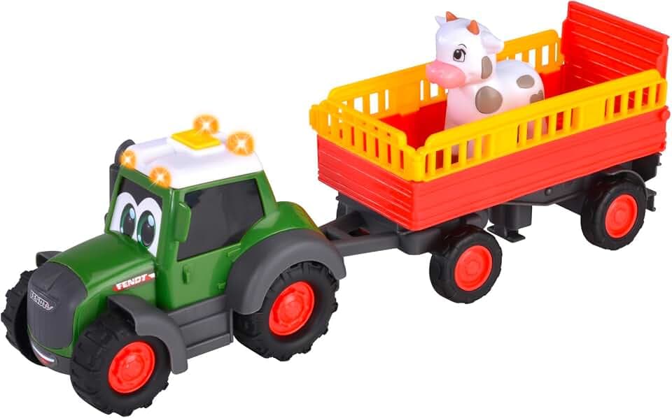 Dickie Toys ABC Bauernhof-Traktor Fendt ab 1 Jahr (30 cm), Spielzeug-Fahrzeug mit Licht und Sound zur Förderung der Motorik für Kleinkinder - 204115011