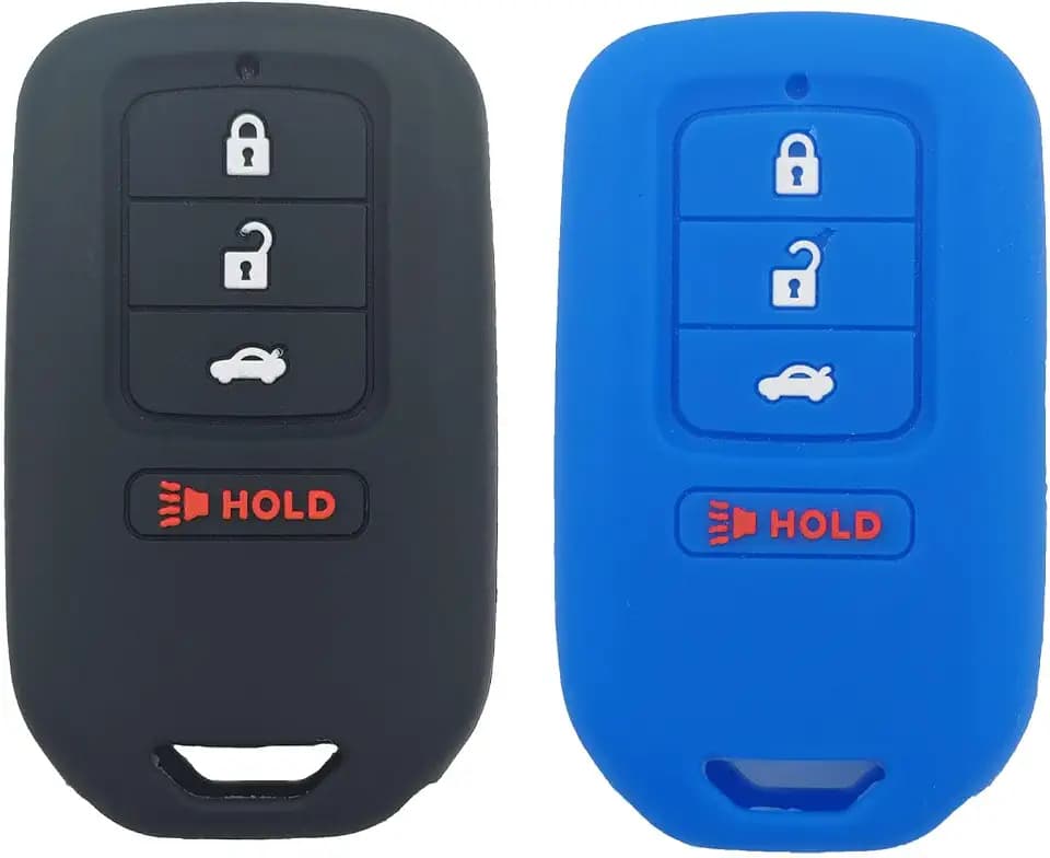 2pcs 4Button Rubber Keyless Entry Remote Fob Case Cover for 2016 2017 2018 2019 2020 2021 Honda Accord CR-V Civic Fit HR-V Odyssey Pilot Ridgeline Passport, Black&Blue