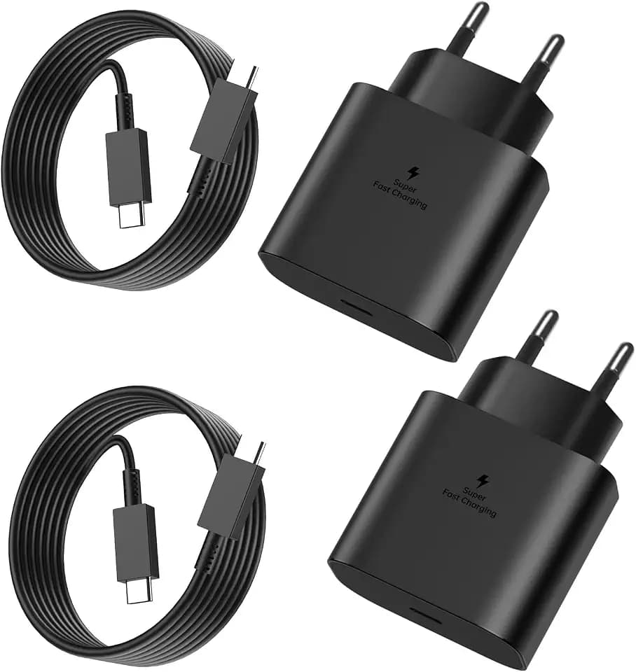 2er-Pack 25W USB C Ladegerät für Samsung Galaxy,Super Fast Charger mit 2M Ladekabel Netzteil Adapter für Samsung Galaxy S26/S25/S24/S23 Ultra/S21+/S20/Note20/S10/S9 für iPhone 17/16/15 por