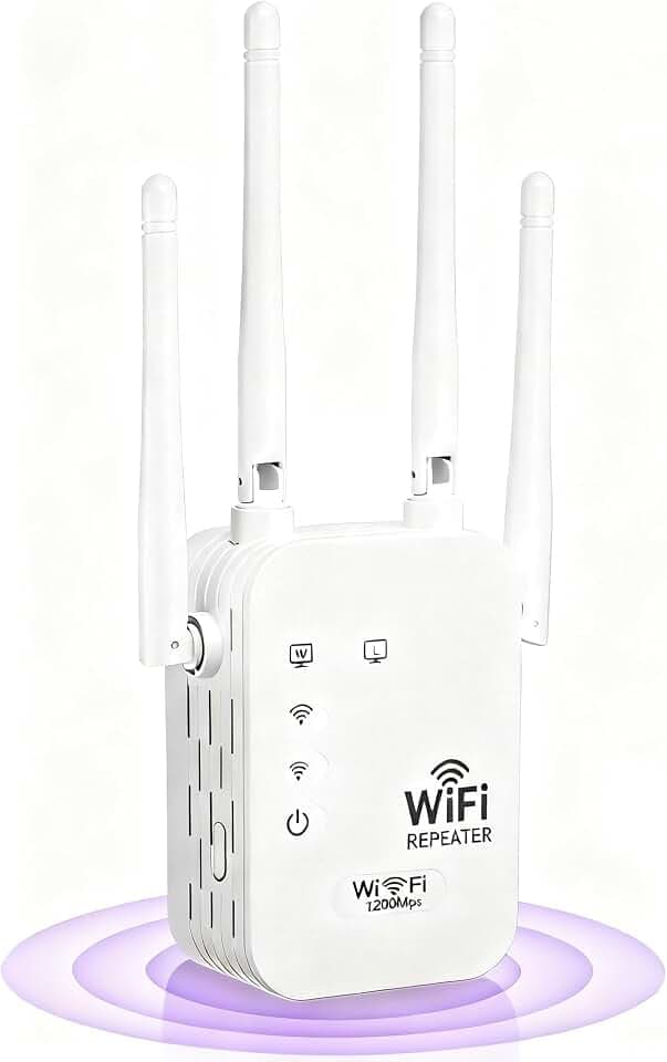 2026 WiFi Extenders Signal Booster for Home, 1200Mbps Dual-Band 5GHz 2.4GHz Signal Long Range Up to 10000 sq. ft & 50 Devices (4 Antennas)