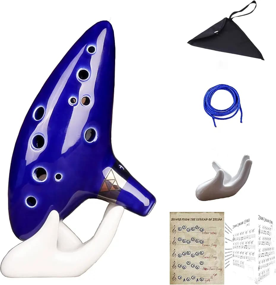 12 Hole Ocarina for Legend of Zelda with 2 Song Books, Alto C Ocarina with Getting Started Guide Display Stand and Protective Bag