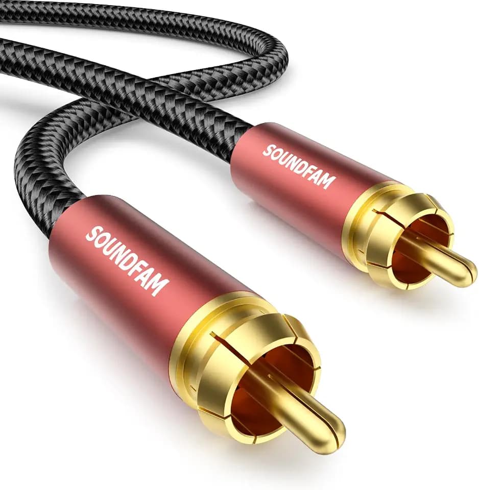Subwoofer Cable RCA to RCA, Dual Shielded (Copper+Aluminum Foil) Digital Coaxial Audio Cable for Home Theater, Stereo, Amp - [ 3.3ft/1M, Red ]