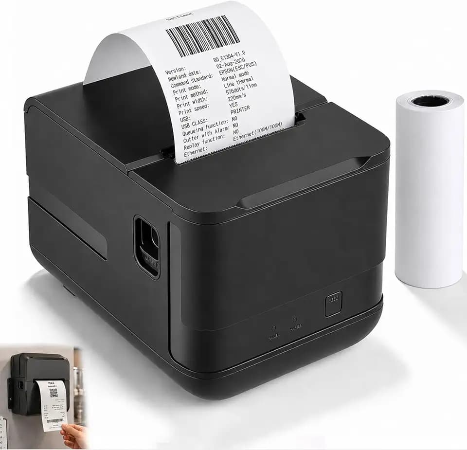 Bondrucker 80mm, 300mm/s Thermobondrucker mit USB Serial LAN Port Thermo Belegdrucker Quittungsdrucker mit Auto Cutter Kassenschublade Minidrucker Unterstützt ESC/POS für Windows/Mac/Linux